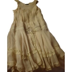 Sheike Cream Sleeveless Dress with Lace Details